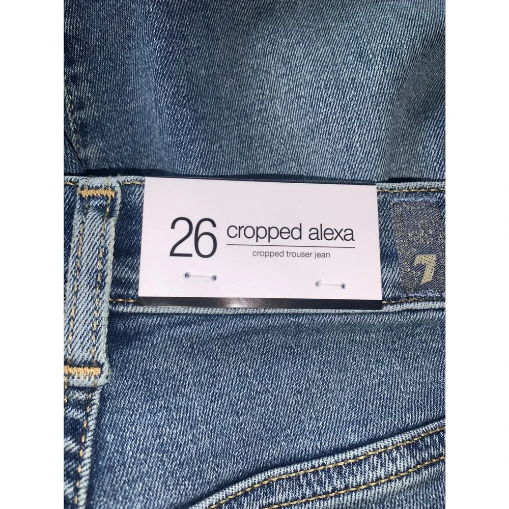 NEW 7 For All Mankind Alexa Cropped Jeans Felicity Blue Raw Hem Size 26